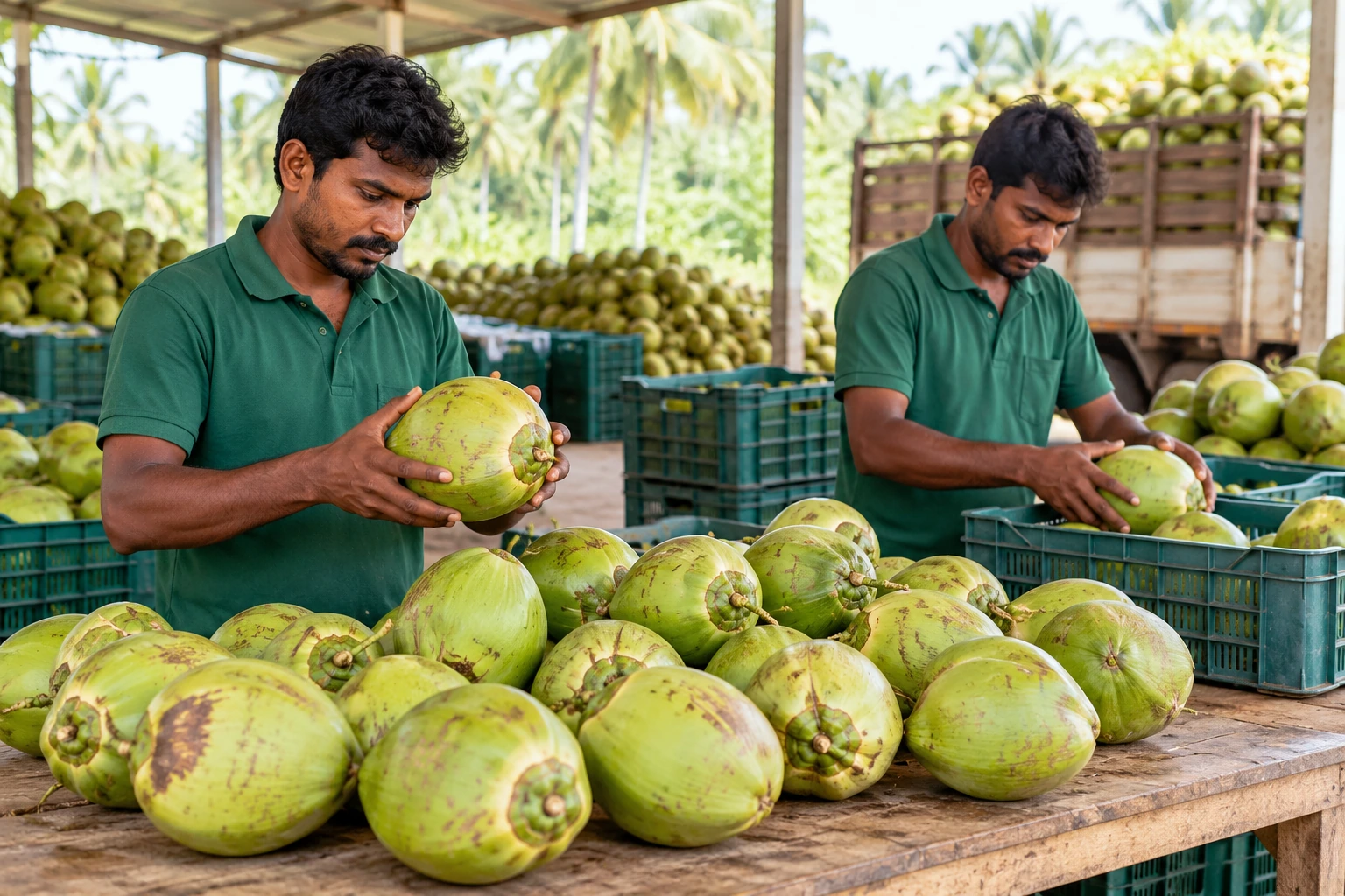 Tender coconut sorting — illustrative image